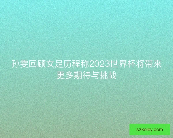 孙雯回顾女足历程称2023世界杯将带来更多期待与挑战